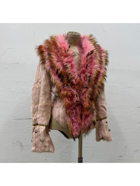 Jackets & Blazers - Vintage Y2K Pink Calfskin & Tulle-Trimmed Raccoon Jacket